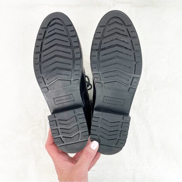 Everlane Women’s The Modern Utility Black Leather Lace Up Ankle Moto Boots 9 - Picture 9 of 15